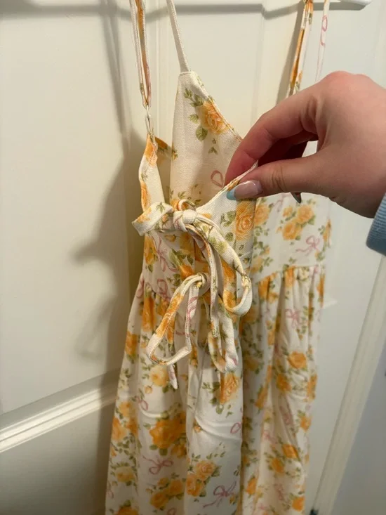 Altar'd State Cream Mini Dress with Yellow Floral Print - Picture 4 of 6